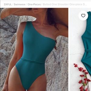 New Zaful belted one shoulder one piece, Med